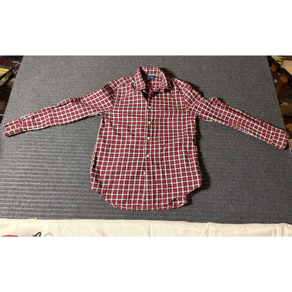 Polo Ralph Lauren Youth's Button-Down Shirt tartan plaid pattern M 10/12